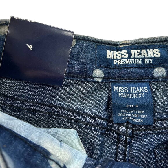 NWT Miss Jeans Girls Polka Dot Distressed Denim Jean 6 - Picture 2 of 4